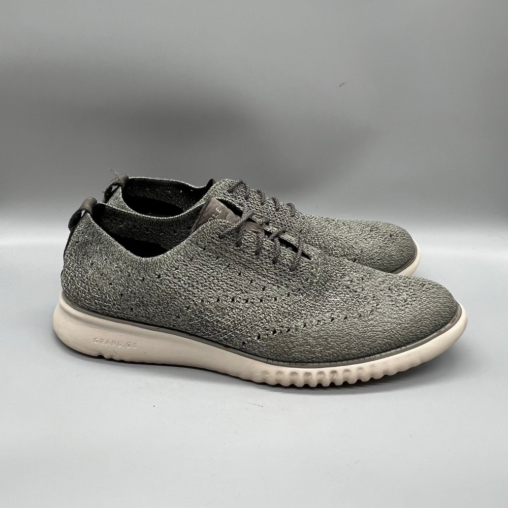 Cole Haan Oxford Mens 11.5 Grey Knit Wingtip Zerogrand Stitchlite Dress Sneakers
